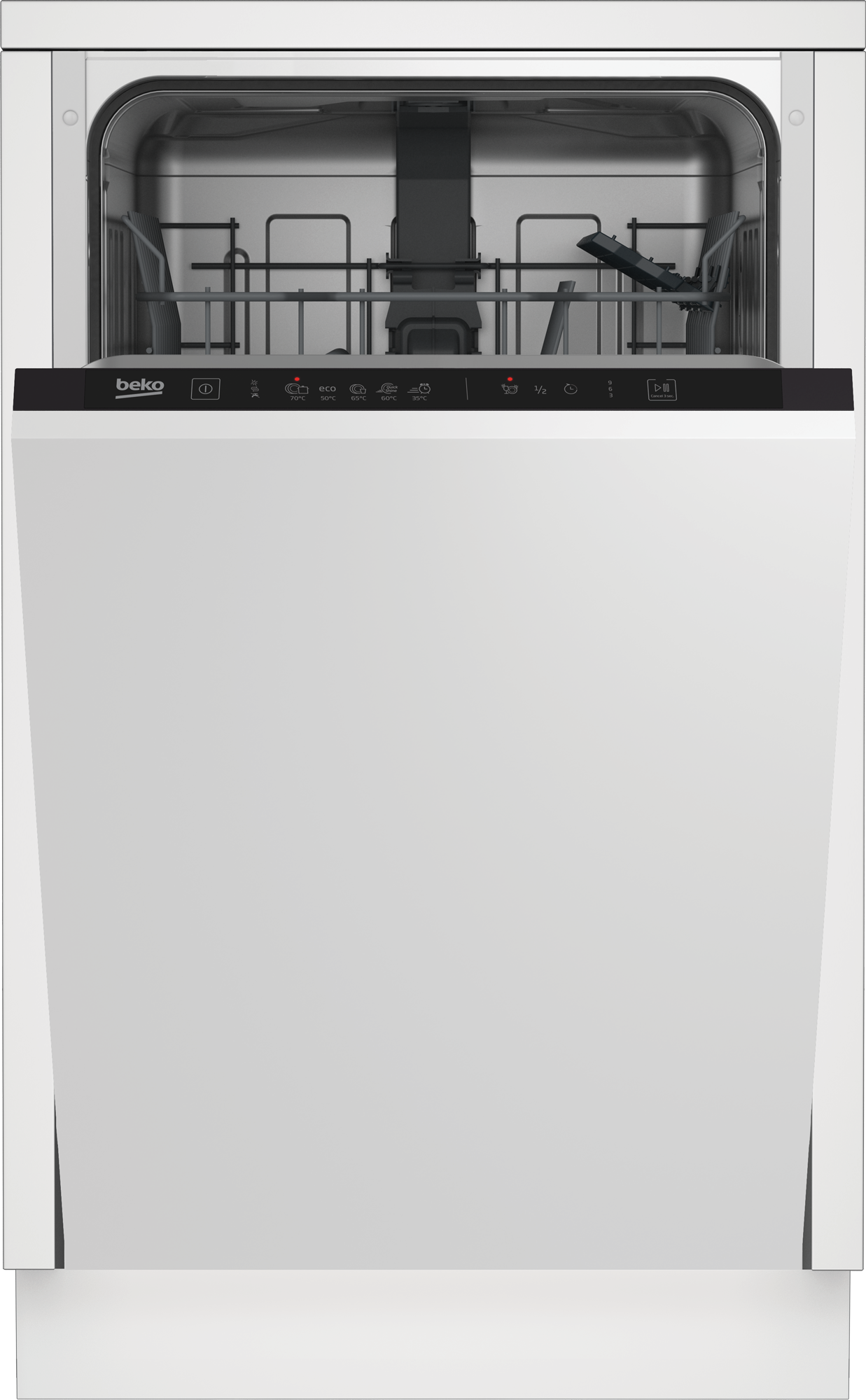 Beko DIS35025 teljesen beépíthető keskeny mosogatógép, 10 terítékes, 44.8x55x81.8 cm