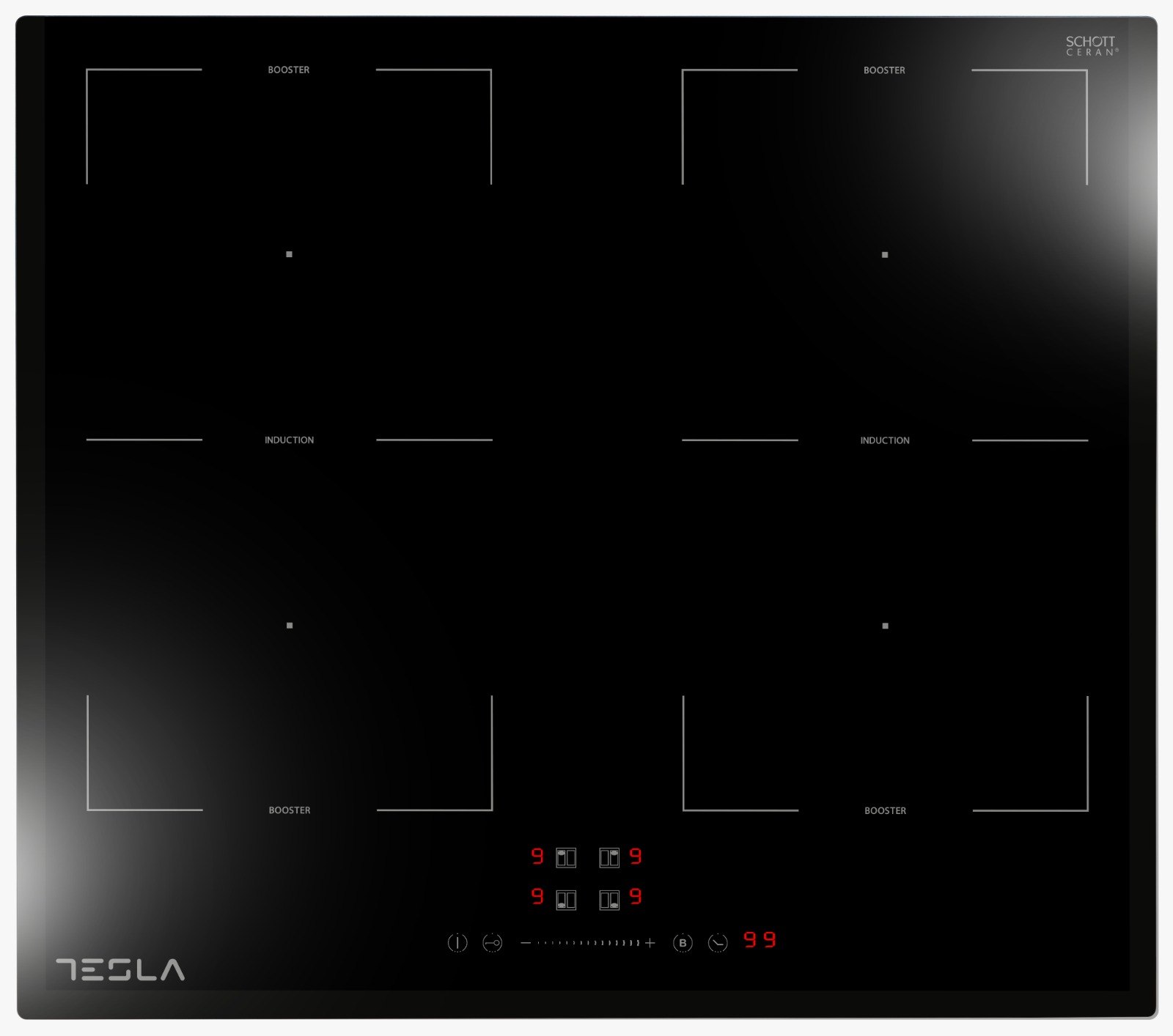 Tesla HI6200TB beépíthető 4 főzőzónás indukciós kerámialap