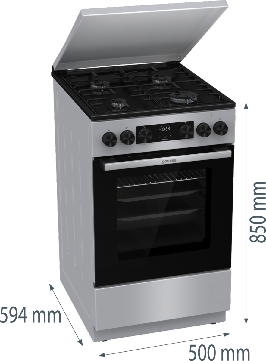 Gorenje GK5C63SH kombinált tűzhely, 70L, fém dísztető, 50x59.4x85 cm, szürke szín 