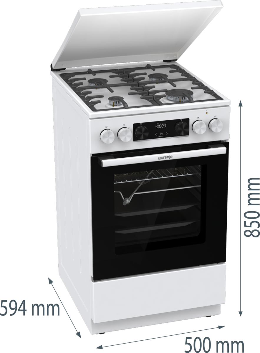 Gorenje GKS5C72WF kombinált tűzhely, 70L, fém dísztető, 50x59.4x85 cm 