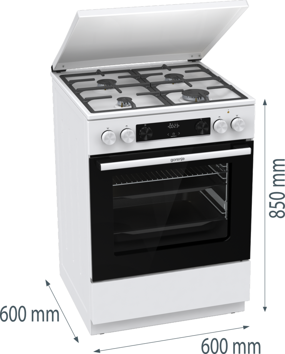 Gorenje GKS6C71WF kombinált tűzhely, 71L, fém dísztető, 60x60x85 cm 