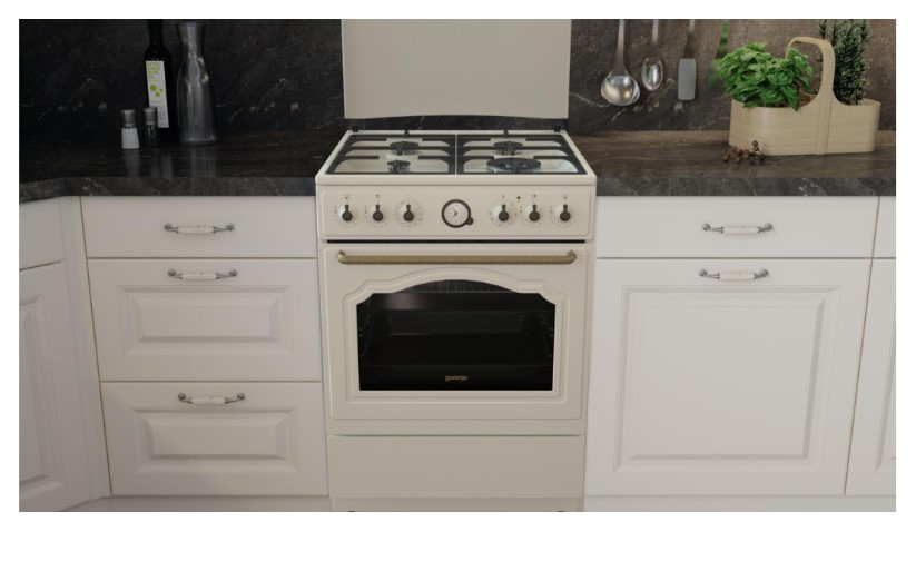 Gorenje GKS6C71CLI kombinált tűzhely, 71L, 60x60x85 cm, bézs szín 