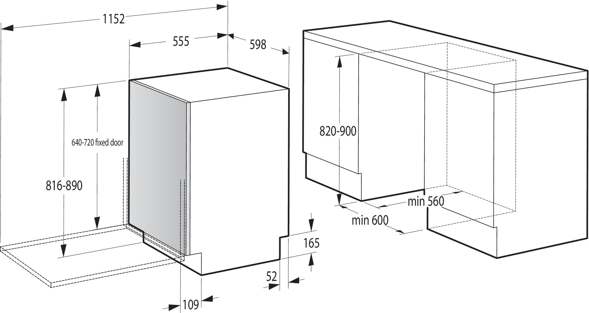 Gorenje GV663C60 teljesen beépíthető mosogatógép 60cm, 16 teríték, inverter motor, automatikus ajtónyitás funkció 