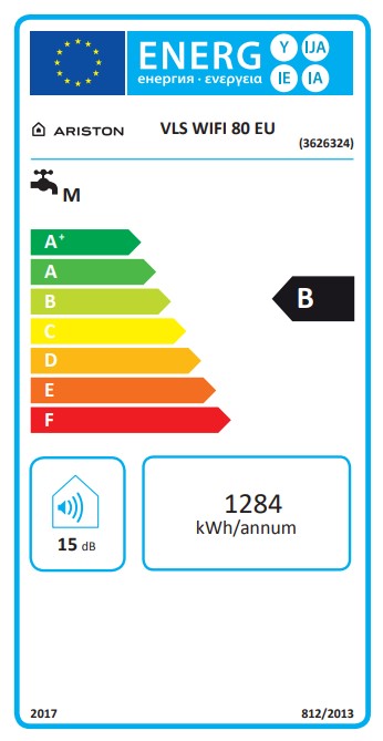 Ariston VELIS WIFI 80 forróvíztároló, bojler Wifi,80L,50.6x27.5x106.6cm 