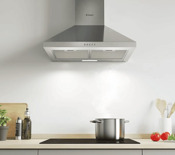 Candy CCE116/1XGG falra szerelhető kürtös konyhai elszívó,inox,60x45x83.6cm