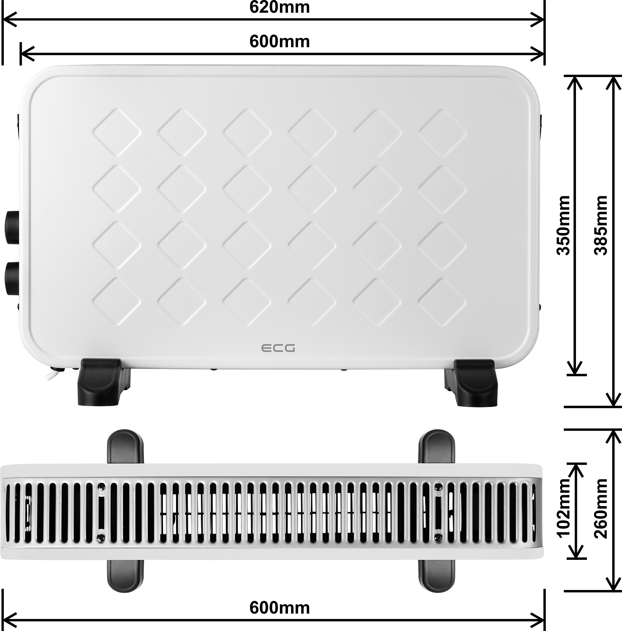 ECG TK-2070 White meleg levegős konvektor,fehér