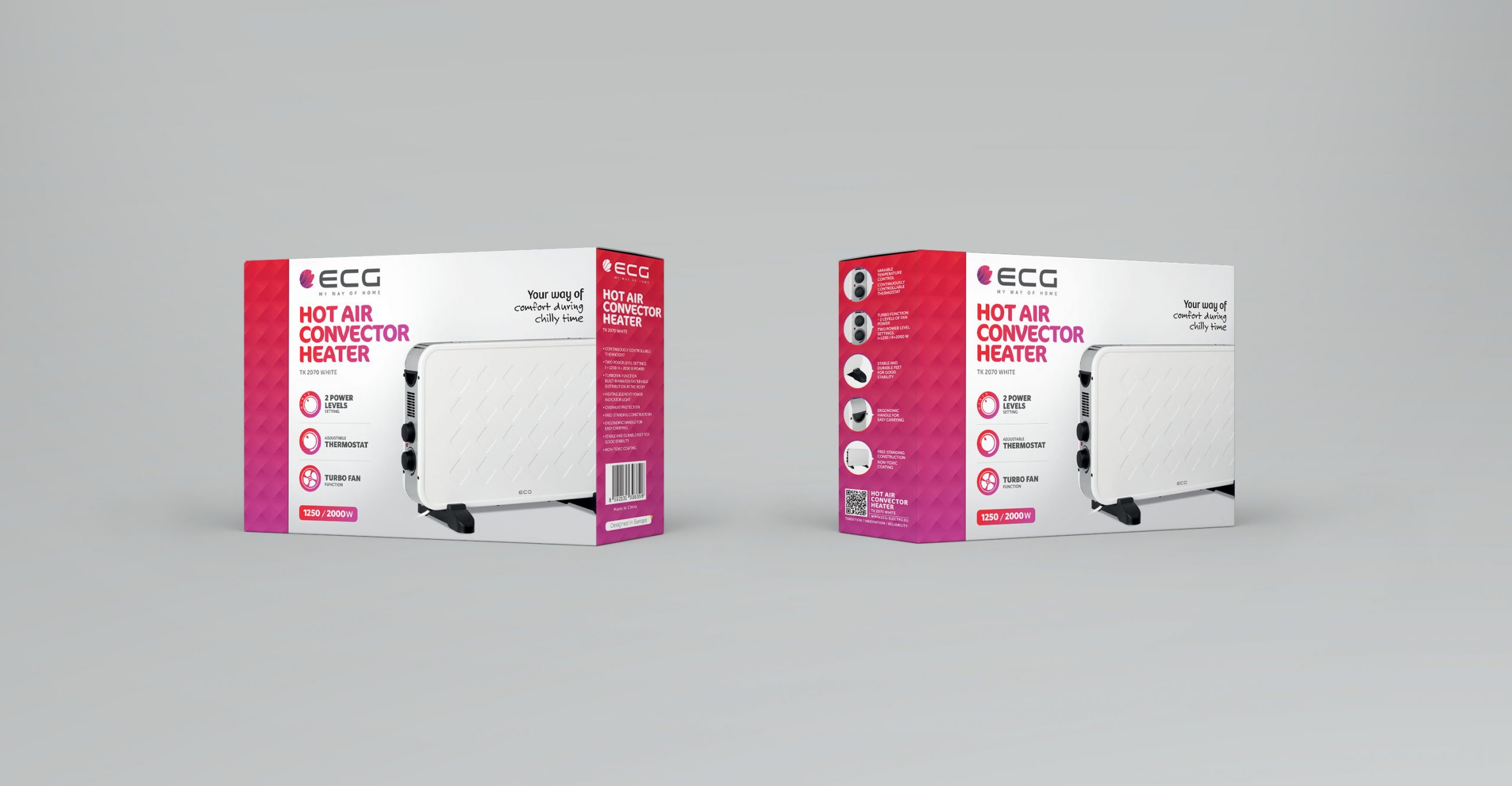 ECG TK-2070 White meleg levegős konvektor,fehér