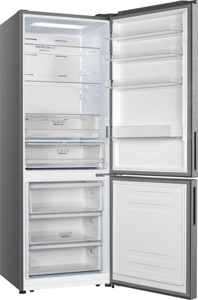 Gorenje NRK720EAXL4 No Frost Plus alulfagyasztós kombinált hűtőszekrény, inverteres kompresszor, 345/150L, szürke, 70.4x69.4x200 cm