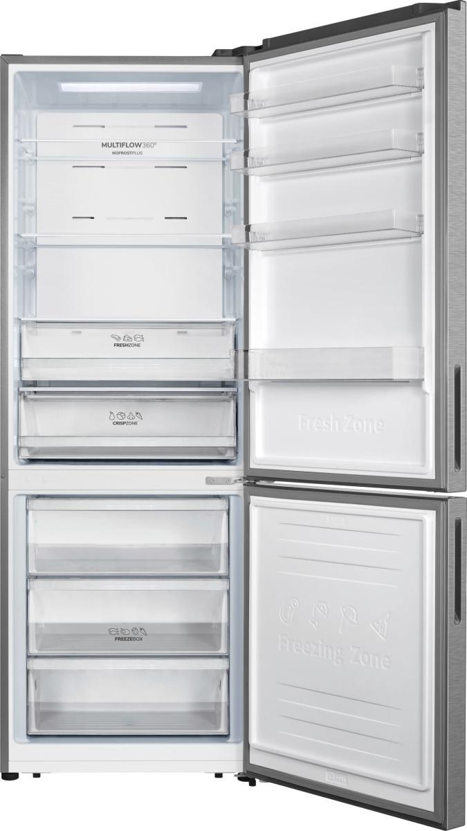 Gorenje NRK720EAXL4 No Frost Plus alulfagyasztós kombinált hűtőszekrény, inverteres kompresszor, 345/150L, szürke, 70.4x69.4x200 cm
