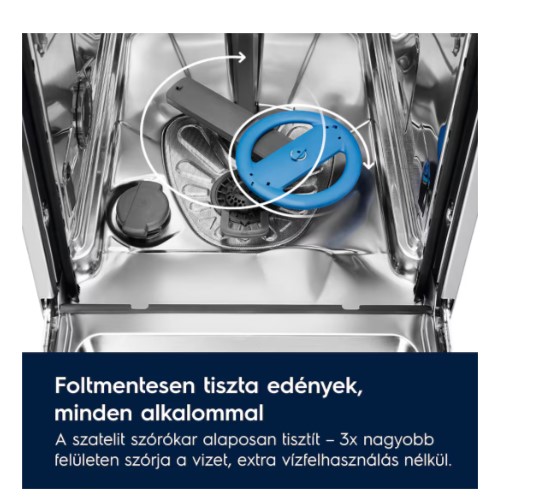 Electrolux EEG62310L beépíthető keskeny mosogatógép, 9 teríték,QuickSelect kezelőpanel, ExtraHigiénia funkció, AirDry,inverter BLDC motor,44.6x55x81.8cm