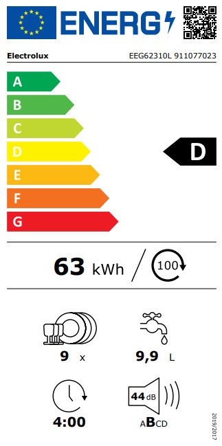 Electrolux EEG62310L beépíthető keskeny mosogatógép, 9 teríték,QuickSelect kezelőpanel, ExtraHigiénia funkció, AirDry,inverter BLDC motor,44.6x55x81.8cm