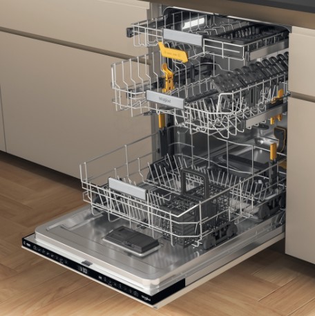 Whirlpool W8I HF58 TU teljesen beépíthető mosogatógép, 14 teríték, 3 kosár, 60cm, automatikus ajtónyitás funkció 