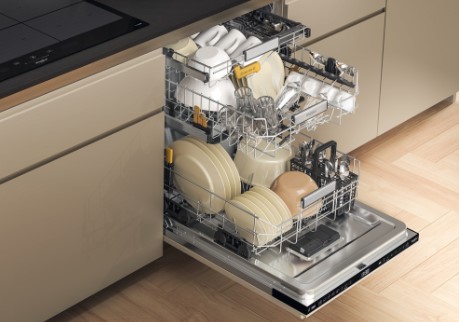 Whirlpool W8I HF58 TU teljesen beépíthető mosogatógép, 14 teríték, 3 kosár, 60cm, automatikus ajtónyitás funkció 