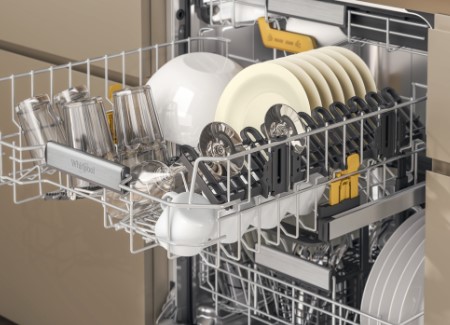 Whirlpool W8I HF58 TU teljesen beépíthető mosogatógép, 14 teríték, 3 kosár, 60cm, automatikus ajtónyitás funkció 