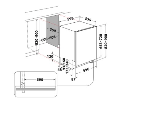 Whirlpool W8I HF58 TU teljesen beépíthető mosogatógép, 14 teríték, 3 kosár, 60cm, automatikus ajtónyitás funkció 