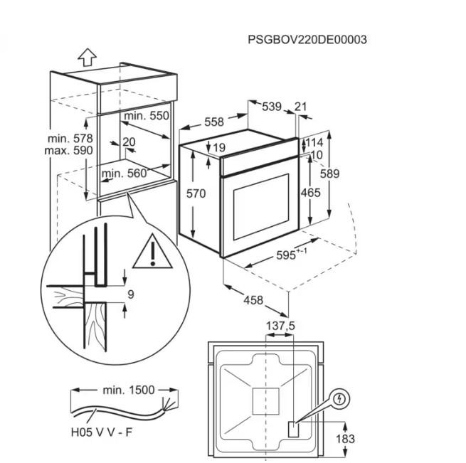Electrolux EOF3H40BW beépíthető hőlégkeveréses sütő, 59.4x56x59 cm 