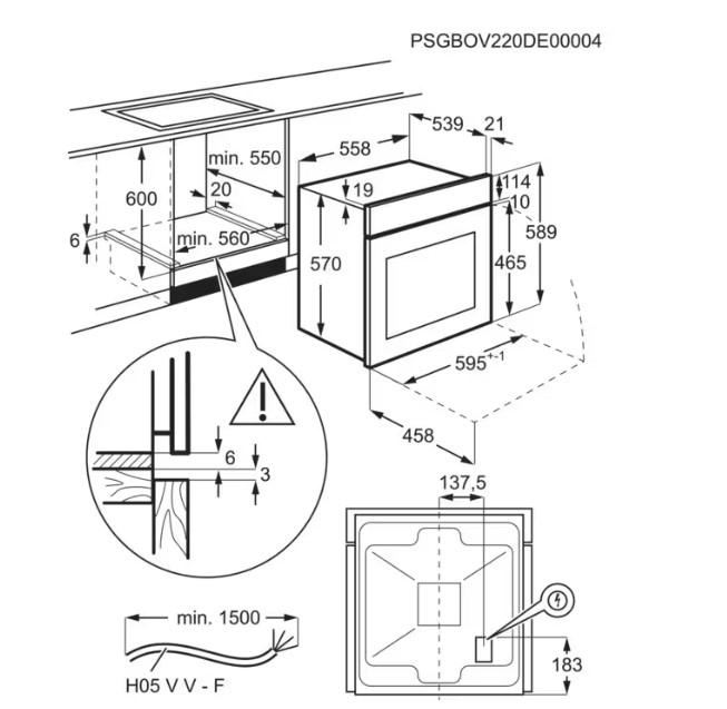 Electrolux EOF3H40BW beépíthető hőlégkeveréses sütő, 59.4x56x59 cm 