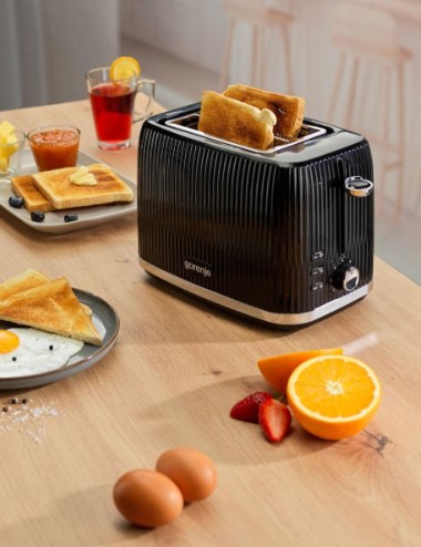 Gorenje T850DPB kenyérpirító, 2 szeletes, kicsúsztatható morzsatálcával, fekete