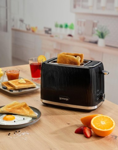 Gorenje T850DPB kenyérpirító, 2 szeletes, kicsúsztatható morzsatálcával, fekete