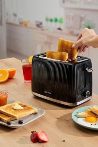 Gorenje T850DPB kenyérpirító, 2 szeletes, kicsúsztatható morzsatálcával, fekete