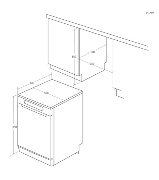 Candy CF 3E7E0W mosogatógép, 13 terítékes, inverter motor, 59.7x59.8x82 cm