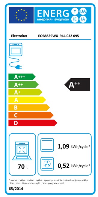 Electrolux EOB8S39WX beépíthető hőlégkeveréses sütő, 70L, WIFI, 59.5x56.7x59.4 cm, inox 