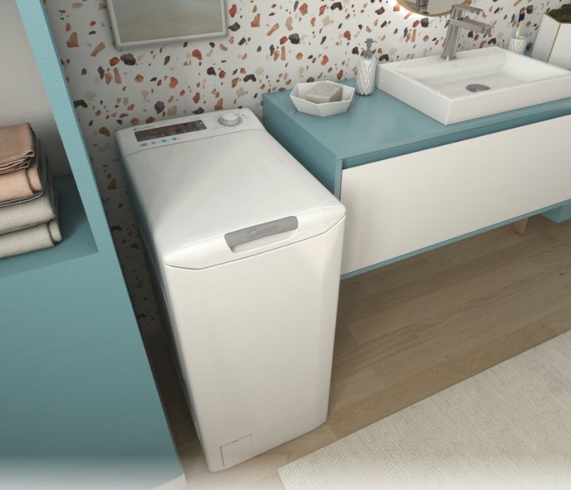 Candy TCA286TM5-S felültöltős mosógép,8kg,inverter motor,Wifi+NFC, 41x60x86 cm 