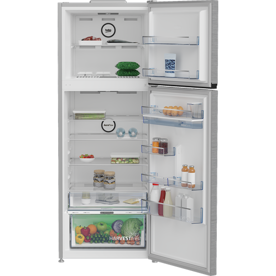 Beko B5RDNE504LDXB No Frost felülfagyasztós kombinált hűtőszekrény, 354/123L, 70x74.6x186.5 cm, csiszolt ezüst szín