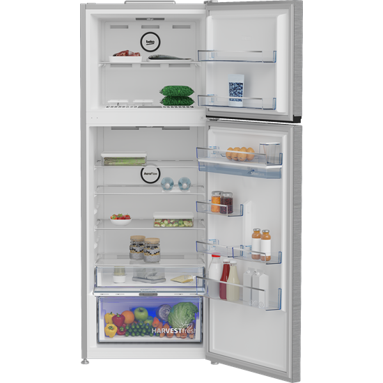 Beko B5RDNE504LDXB No Frost felülfagyasztós kombinált hűtőszekrény, 354/123L, 70x74.6x186.5 cm, csiszolt ezüst szín