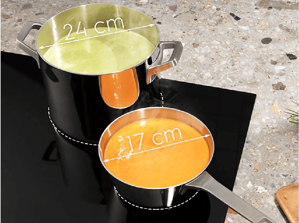 Electrolux EIV84550 beépíthető indukciós kerámialap, Bridge összekapcsolható főzőzónával, fekete, 78x52x4.4 cm 