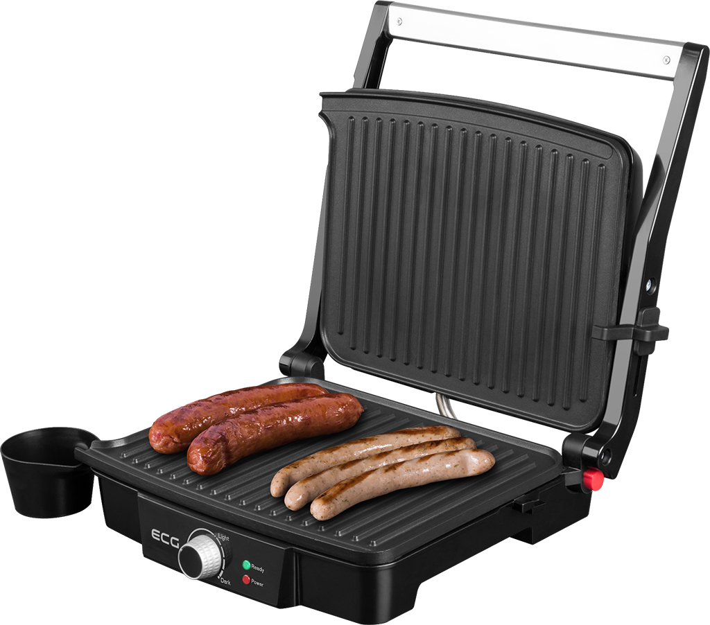 ECG KG 100 elektromos grill kontakt grill 3 üzemeltetési helyzet: grillezés, BBQ, sütés, 180°-ban kinyitható