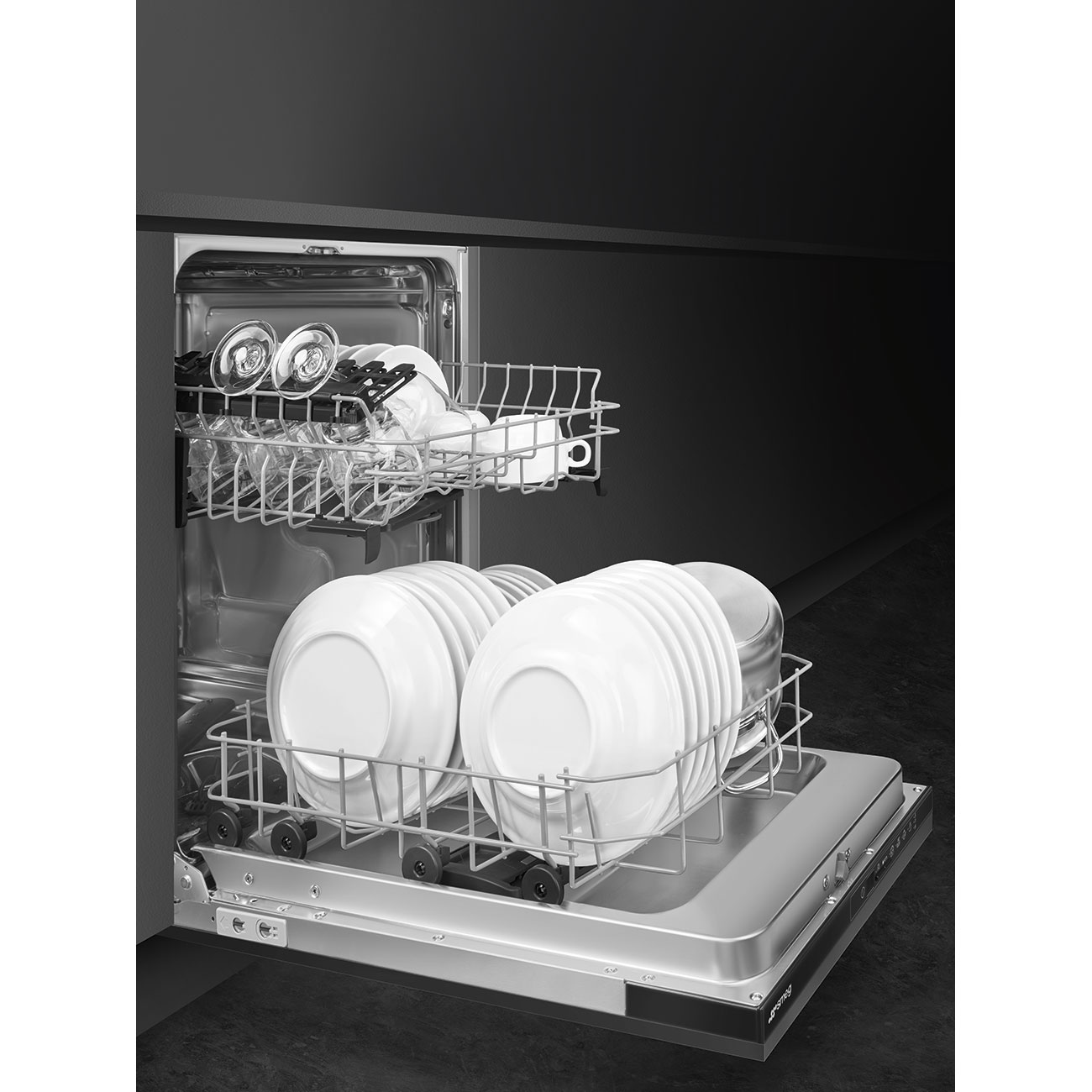 Smeg ST4512IN teljesen beépíthető 9 terítékes fekete mosogatógép 44.6x55x81.8cm