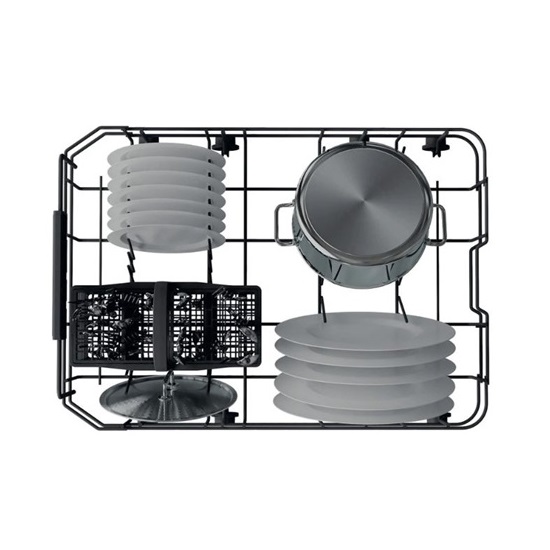 Whirlpool WSBC 3M27 X beépíthető kezelőpaneles keskeny mosogatógép,10 teríték,45x55.5x82cm,inox