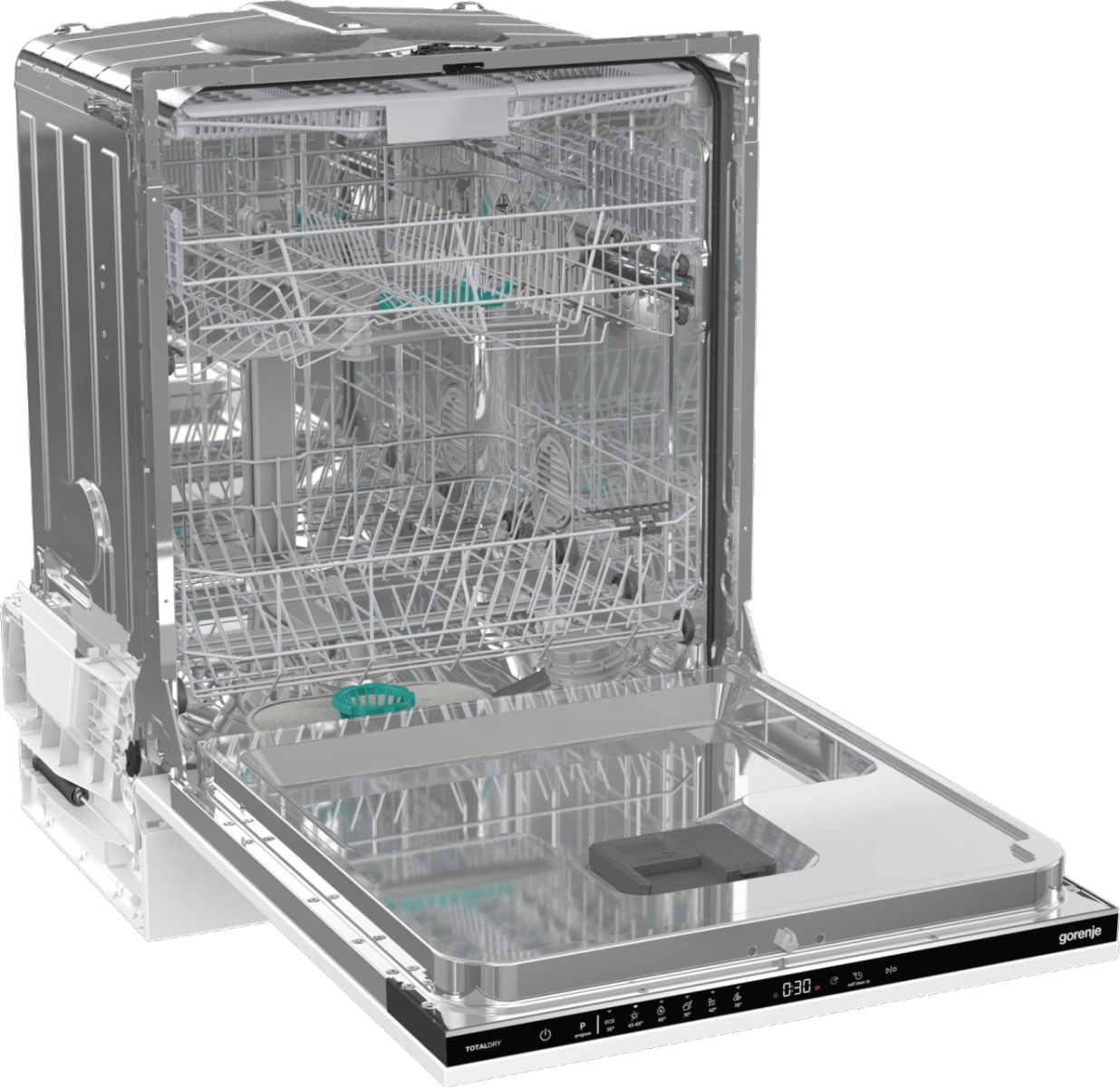 Gorenje GV643D90 teljesen beépíthető mosogatógép, 16 terítékes, 3 kosár, automatikus ajtónyitás, 59.8x55.5x81.6 cm 