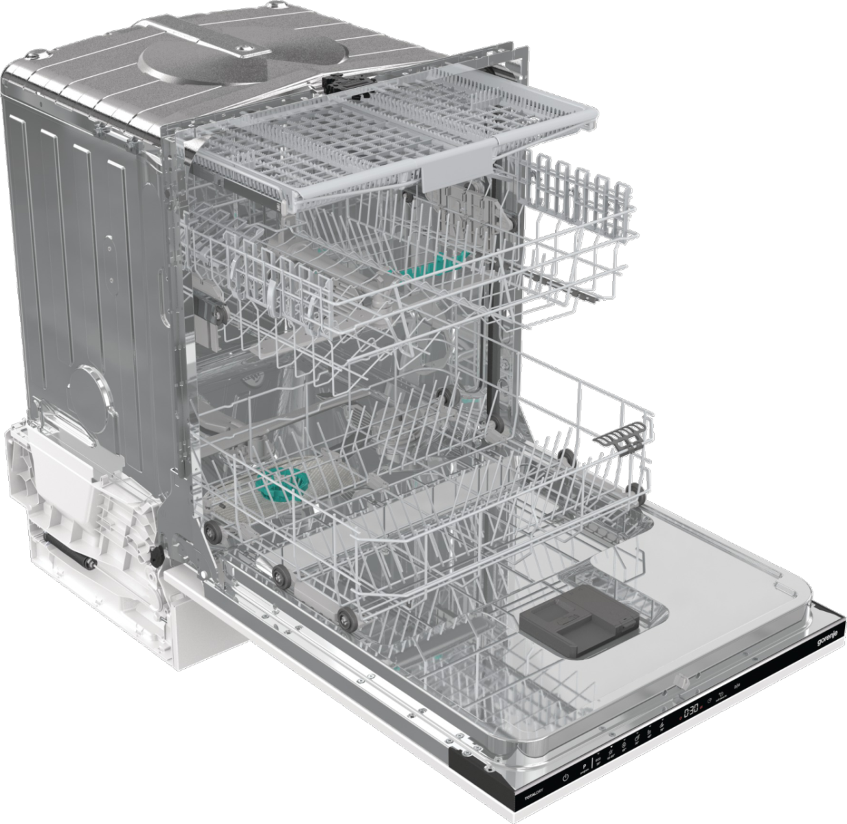 Gorenje GV643D90 teljesen beépíthető mosogatógép, 16 terítékes, 3 kosár, automatikus ajtónyitás, 59.8x55.5x81.6 cm 