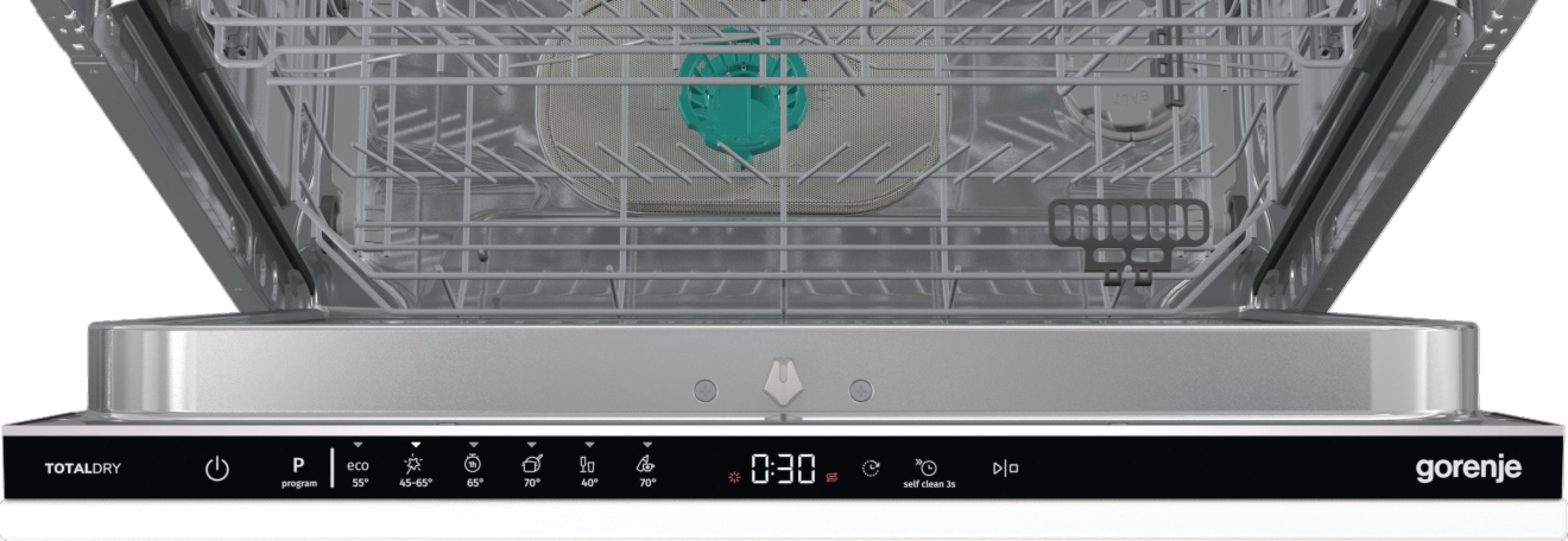 Gorenje GV643D90 teljesen beépíthető mosogatógép, 16 terítékes, 3 kosár, automatikus ajtónyitás, 59.8x55.5x81.6 cm 