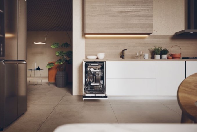 Haier XI1C3TB2FB teljesen beépíthető mosogatógép, 11 teríték, inverter motor, 3 kosár, automatikus ajtónyitás, WIFI, 44.8x57.5x81.6 cm