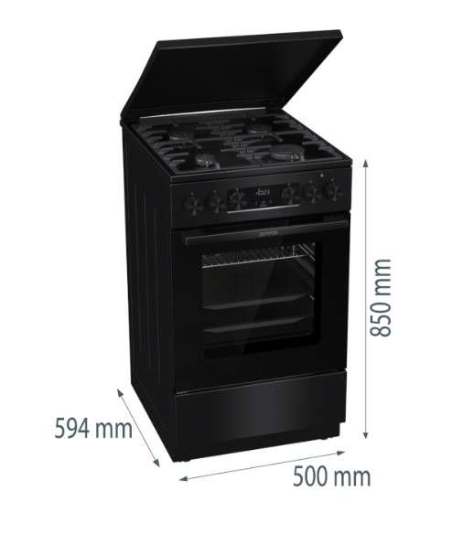 Gorenje MEKS5141BM fekete kombinált tűzhely gőzfunkcióval, 70L, 50x59.4x85 cm 