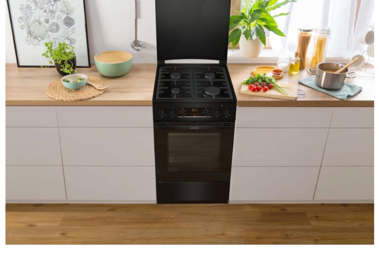 Gorenje MEKS5141BM fekete kombinált tűzhely gőzfunkcióval, 70L, 50x59.4x85 cm 