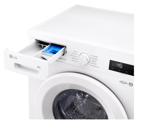 LG F4X1008NWH elöltöltős mosógép, 8 kg, gőz, Wifi, inverter motor, 60x55x85 cm 