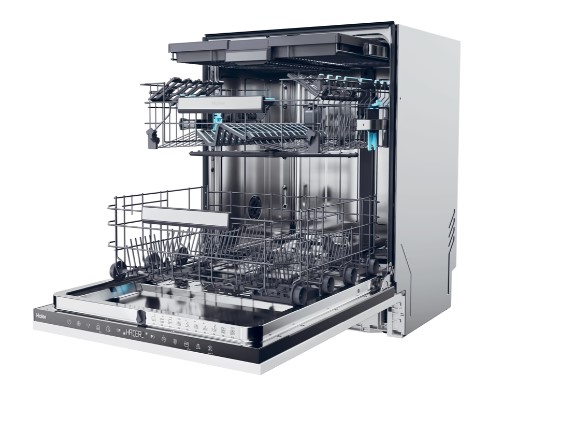 Haier XI 6C4S3FSB teljesen beépíthető mosogatógép, 16 teríték, inverter motor, 3 kosár, automatikus ajtónyitás, WIFI, 59.7x55.5x81.8 cm 