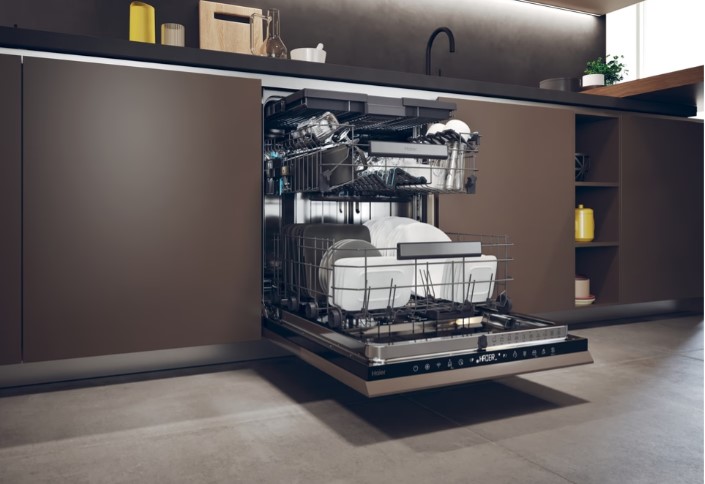 Haier XI 6C4S3FSB teljesen beépíthető mosogatógép, 16 teríték, inverter motor, 3 kosár, automatikus ajtónyitás, WIFI, 59.7x55.5x81.8 cm 