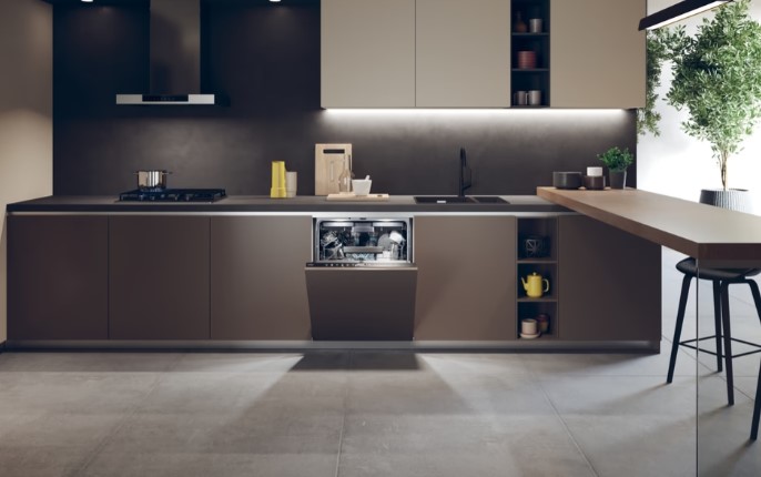 Haier XI 6C4S3FSB teljesen beépíthető mosogatógép, 16 teríték, inverter motor, 3 kosár, automatikus ajtónyitás, WIFI, 59.7x55.5x81.8 cm 