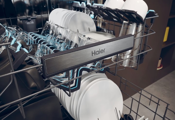 Haier XI 6C4S3FSB teljesen beépíthető mosogatógép, 16 teríték, inverter motor, 3 kosár, automatikus ajtónyitás, WIFI, 59.7x55.5x81.8 cm 