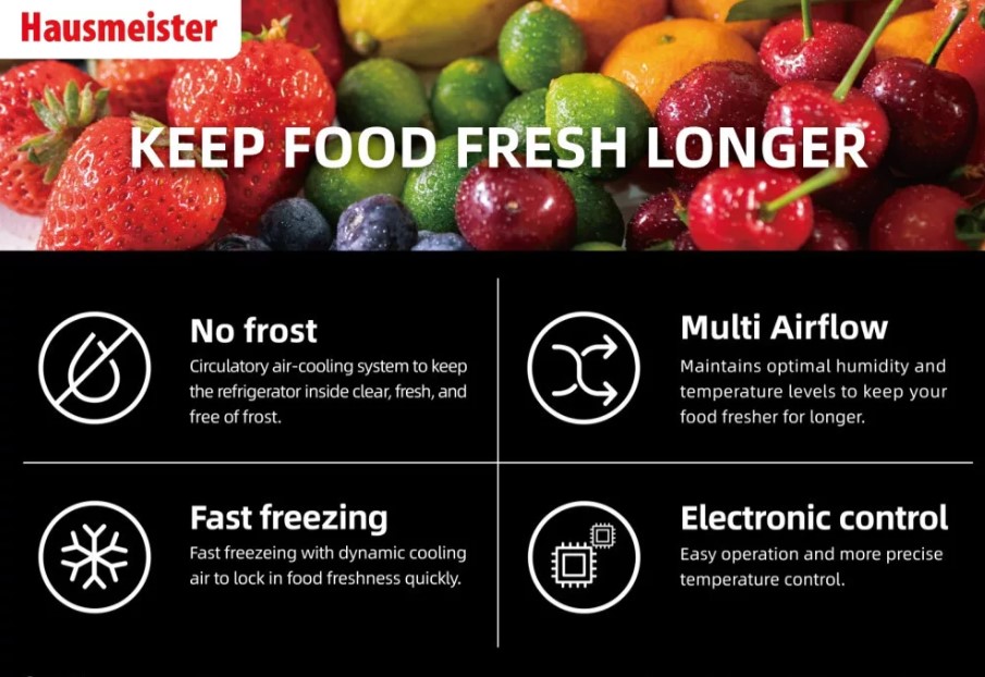 Hausmeister HM4183E No Frost fagyasztószekrény, 206L, Smart Inverter kompresszor, 54x59x170 cm