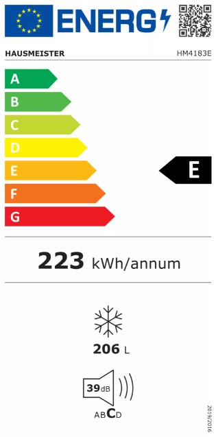 Hausmeister HM4183E No Frost fagyasztószekrény, 206L, Smart Inverter kompresszor, 54x59x170 cm