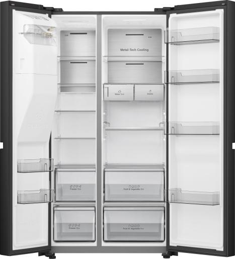 Hisense RS818N4TFC Total No Frost side by side hűtőszekrény, 417/215L, inverteres kompresszor, WIFI, 91x73x179 cm, fekete 