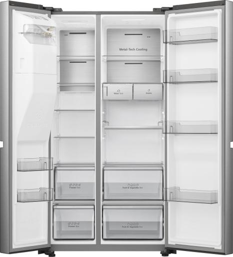 Hisense RS818N4TIC Total No Frost side by side hűtőszekrény, inverteres kompresszor, 417/215L, WIFI, 91x73x179.5 cm, inox 