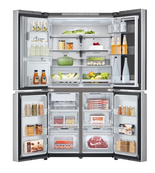 LG GMG960MBEE side by side hűtőszekrény francia ajtós kialakítással, InstaView™, WIFI, 364/274L, Lineáris Inverter Kompresszor, 91.4x72.9x179.2 cm, ragyogó metál szín 