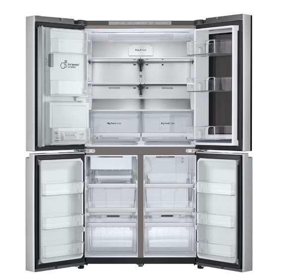 LG GMG960MBEE side by side hűtőszekrény francia ajtós kialakítással, InstaView™, WIFI, 364/274L, Lineáris Inverter Kompresszor, 91.4x72.9x179.2 cm, ragyogó metál szín 
